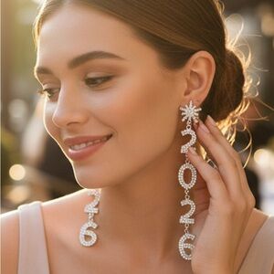 Oversized 2026 Rhinestone Drop Statement Earrings